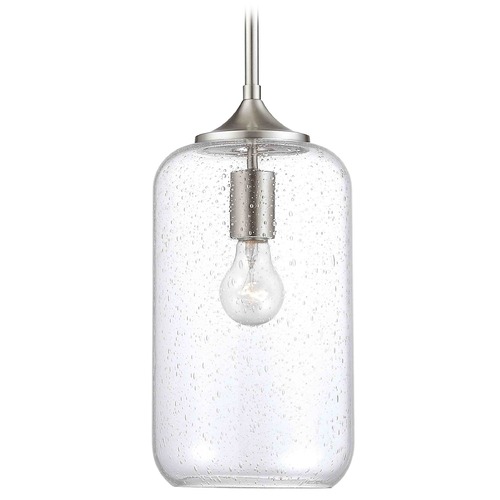 Design Classics Lighting Seeded Glass Mini-Pendant Light Satin Nickel 5050-09