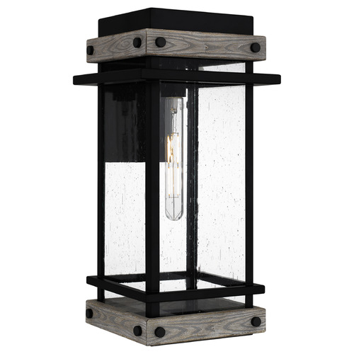 Quoizel Lighting Quoizel Lighting Strader Matte Black & Distressed Wood Outdoor Wall Light SAD8409MBK