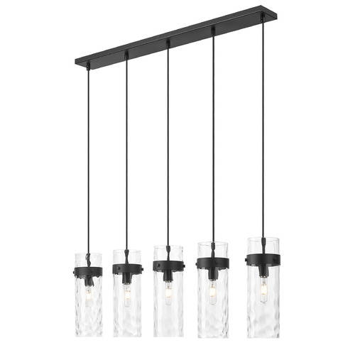 Z-Lite Z-Lite Fontaine Matte Black Multi-Light Pendant with Cylindrical Shade 7002P5-5L-MB