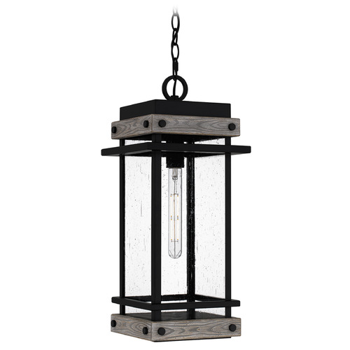 Quoizel Lighting Quoizel Lighting Strader Matte Black & Distressed Wood Outdoor Hanging Light SAD1909MBK