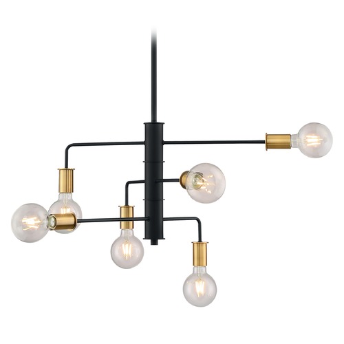 Satco Lighting Ryder Black & Brushed Brass Chandelier by Satco Lighting 60/7344