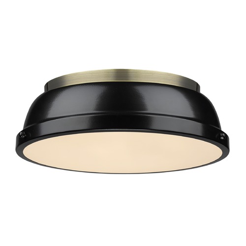 Golden Lighting Duncan Flush Mount in Aged Brass & Black by Golden Lighting 3602-14 AB-BK