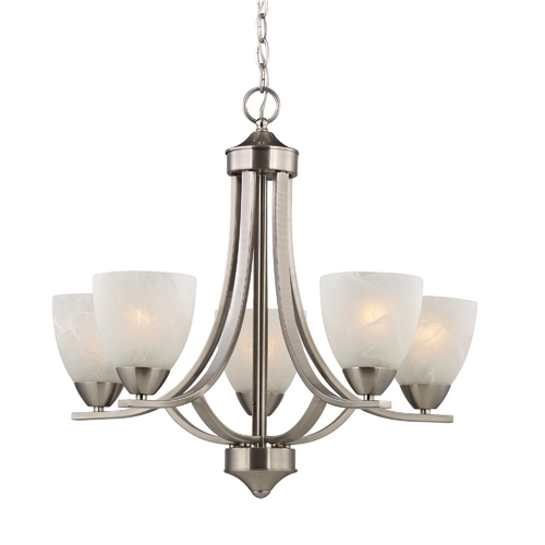 Design Classics Lighting Fremont 24-Inch Chandelier in Satin Nickel with Faux Alabaster Glass 222-09