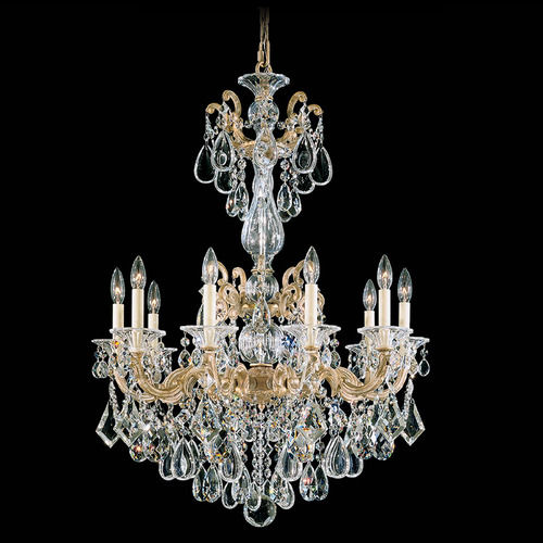 Schonbek Lighting Schonbek Worldwide Lighting La Scala Parchment Gold Crystal Chandelier 5008-27R