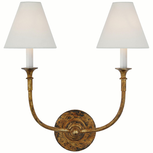 Visual Comfort Signature Collection Thomas OBrien Piaf Double Sconce in Antique Gild by VC Signature TOB2451AGL