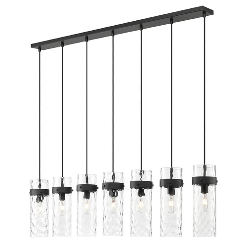 Z-Lite Z-Lite Fontaine Matte Black Multi-Light Pendant with Cylindrical Shade 7002P5-7L-MB