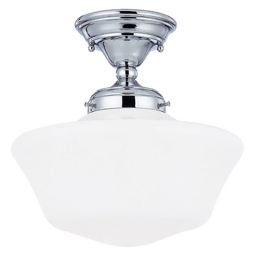 Design Classics Lighting 12-Inch Schoolhouse Semi-Flush Ceiling Light in Chrome Finish FAS-26 / GA12