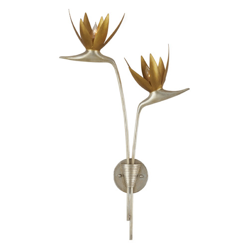 Currey and Company Lighting Currey and Company Paradiso Silver Leaf / Gold Leaf / Gold Sconce 5000-0239
