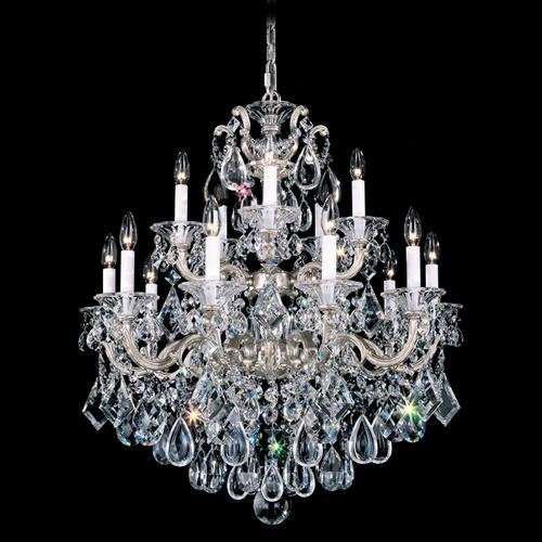 Schonbek Lighting Schonbek Worldwide Lighting La Scala Antique Silver Crystal Chandelier 5075-48R