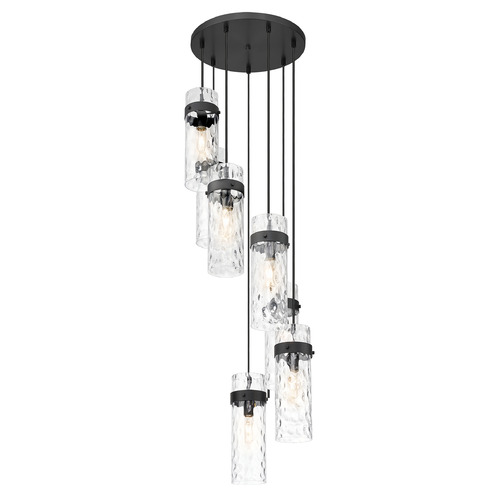 Z-Lite Z-Lite Fontaine Matte Black Multi-Light Pendant with Cylindrical Shade 7002P5-7R-MB