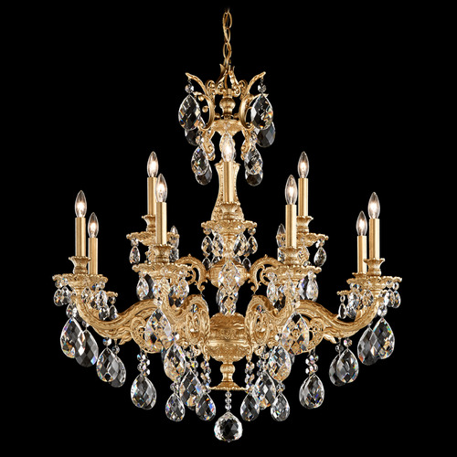 Schonbek Lighting Schonbek Worldwide Lighting Milano Heirloom Gold Crystal Chandelier 5682-22R