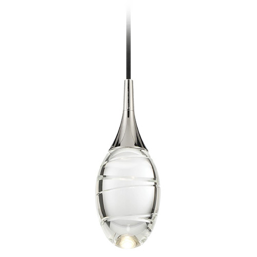 George Kovacs Lighting George Kovacs Hail Polished Nickel LED Mini-Pendant Light with Oval Shade P5592-613-L