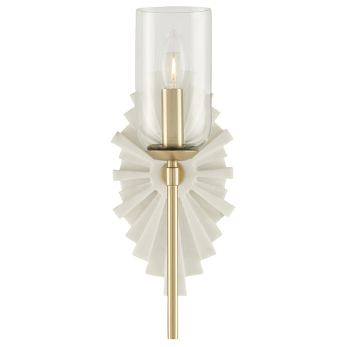 Currey and Company Lighting Currey and Company Ian Thornton Benthos White / Brass Sconce 5800-0026