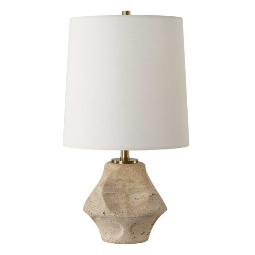 Uttermost Lighting The Uttermost Company David Frisch Indent Travertine & Antique Brass Accent Lamp 30414-1