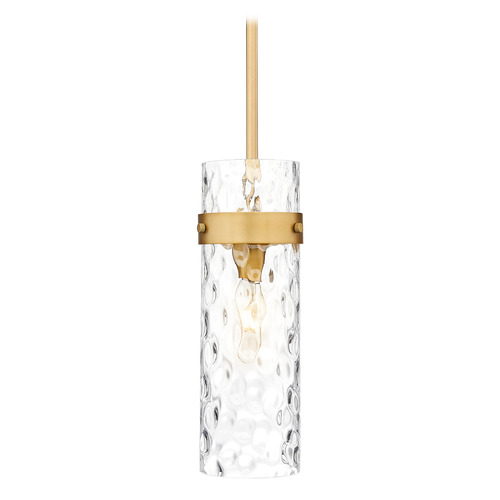 Z-Lite Z-Lite Fontaine Rubbed Brass Mini-Pendant Light with Cylindrical Shade 7002P5-ROD-RB