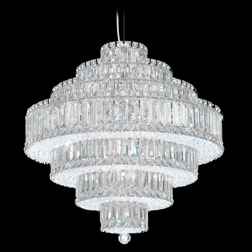 Schonbek Lighting Schonbek Worldwide Lighting Plaza Polished Stainless Steel Pendant Light with Drum Shade 6675R