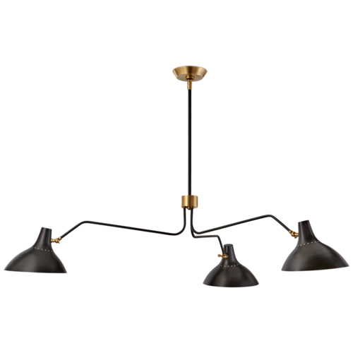 Visual Comfort Signature Collection Charlton Large Triple Arm Chandelier in Black by VC Signature ARN5006BLK