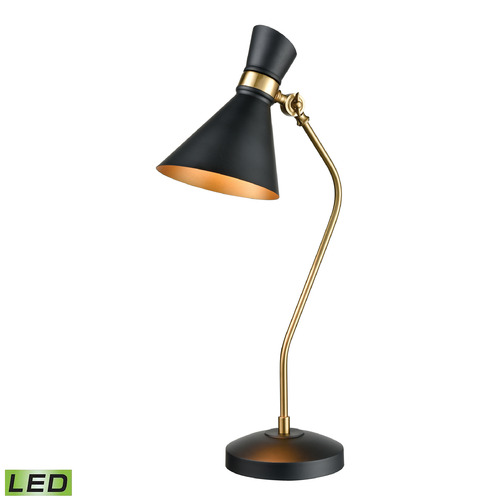 Elk Lighting Elk Lighting Virtuoso Black & Aged Brass LED Table Lamp with Conical Shade D3806-LED