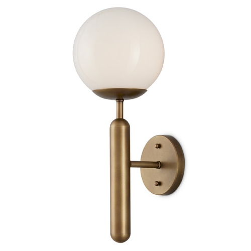 Currey and Company Lighting Currey and Company Ian Thornton Barbican Antique Brass / White Sconce 5800-0031
