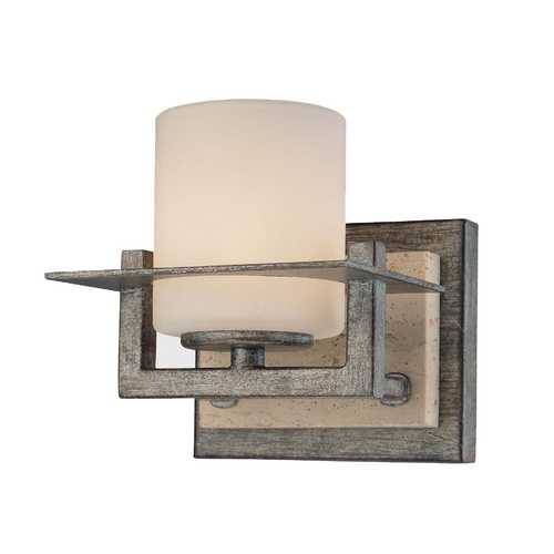 Minka Lavery Sconce Wall Light with White Glass in Aged Patina Iron by Minka Lavery 6461-273