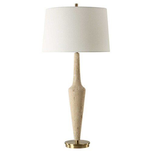 Uttermost Lighting The Uttermost Company Juliet Travertine & Antique Brass Table Lamp with Empire Shade 30385