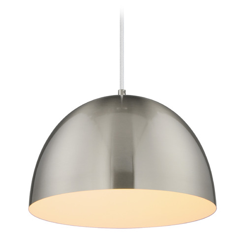 Maxim Lighting Maxim Lighting Tova Satin Nickel & White Pendant Light with Bowl / Dome Shade 11484SN