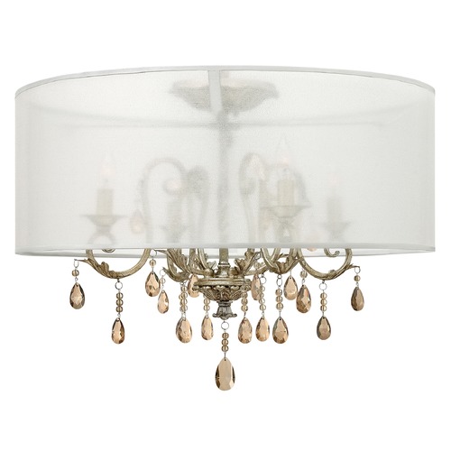 Hinkley Carlton 24-Inch Crystal Semi-Flush Mount in Silver Leaf by Hinkley Lighting 4771SL