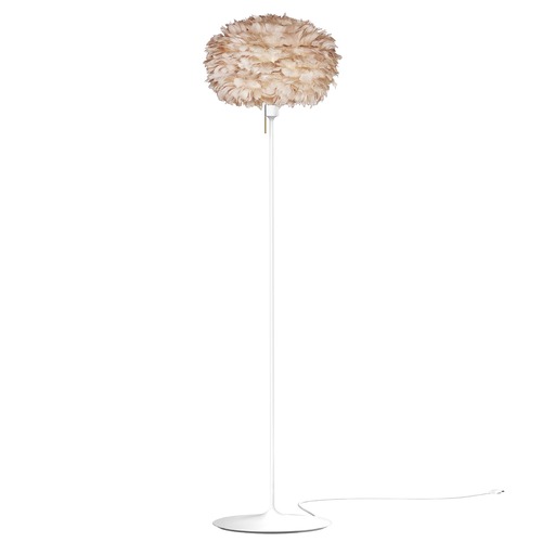 UMAGE White Floor Lamp with Light Brown Abstract Feather Shade 3006_4037