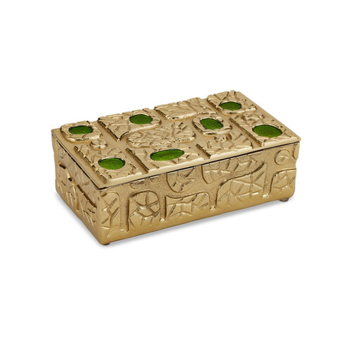 Currey and Company Lighting Beau Monde Box in Gold & Green by Currey & Company 1200-0936