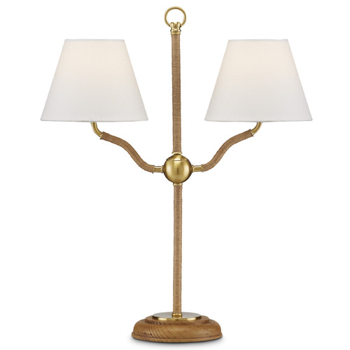Currey and Company Lighting Currey and Company Tom Caldwell Sirocco Natural / Antique Brass Desk Lamp 6000-0873