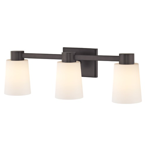 Design Classics Lighting 3-Light White Glass Bathroom Vanity Light Bronze 2103-220 GL1027