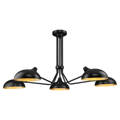Z-Lite Bellamy Matte Black & Gold Semi-Flush Mount by Z-Lite 1942-5SF-MB