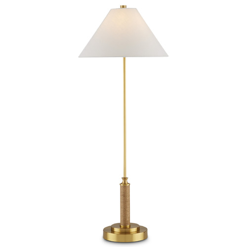 Currey and Company Lighting Currey and Company Ippolito Antique Brass / Natural Console & Buffet Lamp with Conical Shade 6000-0874