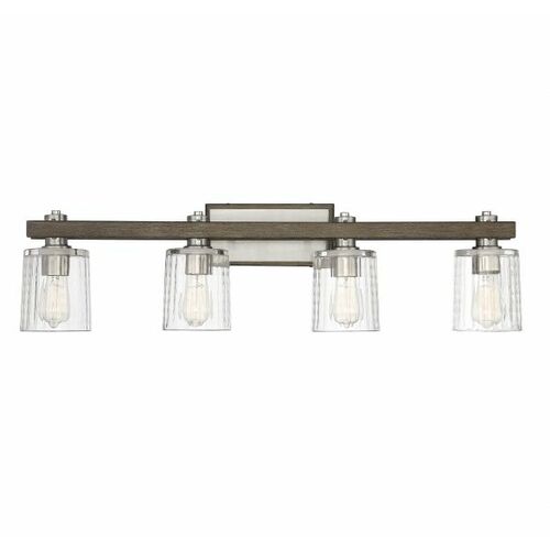 Savoy House Halifax 4-Light Bath Light in Satin Nickel & Gray Wood by Savoy House 8-1255-4-165