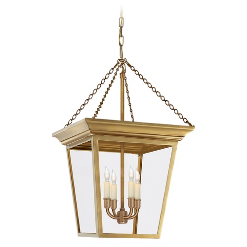 Visual Comfort Signature Collection E.F. Chapman Cornice Small Lantern in Antique Brass by Visual Comfort Signature SL5871HAB