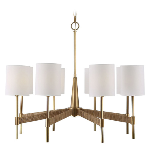 Uttermost Lighting Revelation Design Lautoka Warm Brass & Rattan Wrap Chandelier by Uttermost Lighting 21372