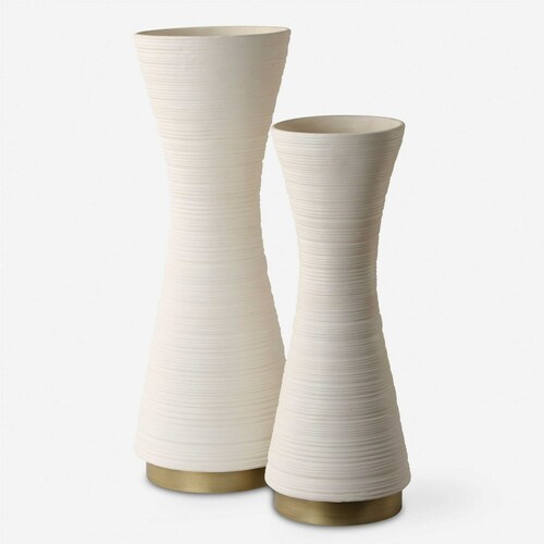 Uttermost Lighting The Uttermost Company David Frisch Ridgeline White & Antique Gold Vase 18142