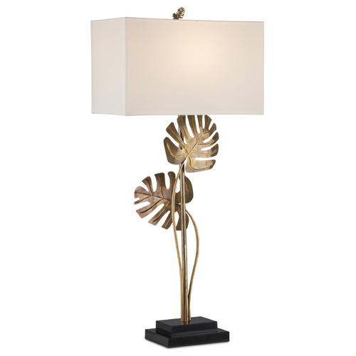 Currey and Company Lighting Currey and Company Heirloom Antique Brass / Black Console & Buffet Lamp with Rectangle Shade 6000-0881