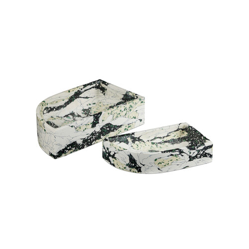 Currey and Company Lighting Fossey Asymmetrical Tray Set of 2 in White & Black by Currey & Company 1200-0948