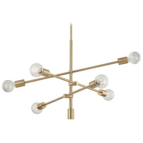 Design Classics Lighting Raev 6-Light Pendant in Aged Brass by Design Classics 1950-AGB