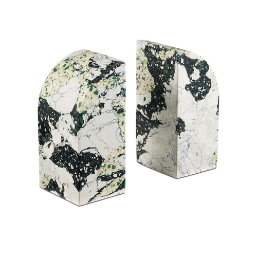 Currey and Company Lighting Fossey Bookend Set of 2 in White & Black by Currey & Company 1200-0949