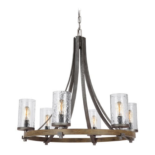 Visual Comfort Studio Collection Angelo 30.50-Inch Chandelier in Oak & Slate Grey by Visual Comfort Studio F3134/6DWK/SGM