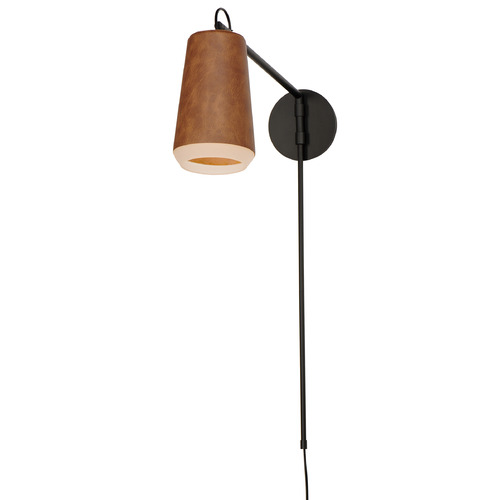 Maxim Lighting Maxim Lighting Scout Weathered Wood & Tan Leather LED Swing Arm Lamp 10096WWDTN