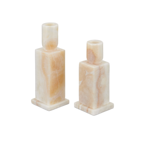 Currey and Company Lighting Lithos Ivory Candle Holder Set of 2 by Currey & Company 1200-0951