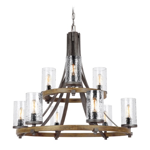 Visual Comfort Studio Collection Angelo 32.75-Inch Chandelier in Oak & Slate Grey by Visual Comfort Studio F3135/9DWK/SGM