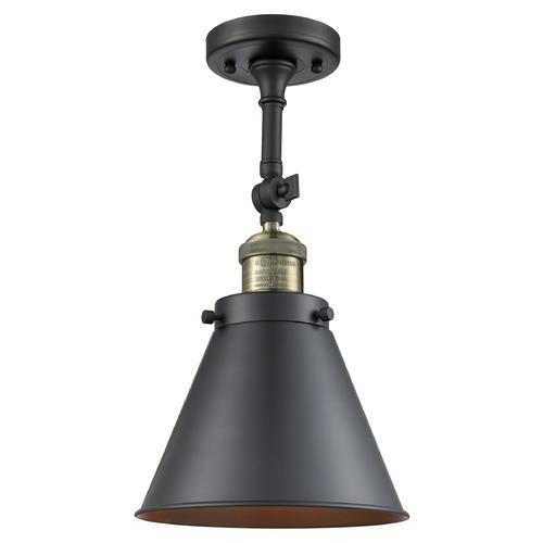 Innovations Lighting Appalachian Black Antique Brass Semi-Flush Mount by Innovations Lighting 201F-BAB-M13-BK
