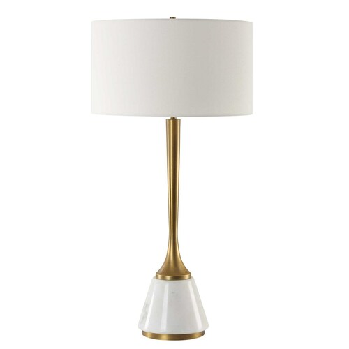 Uttermost Lighting The Uttermost Company Avola White & Antique Brass Table Lamp with Drum Shade 30365