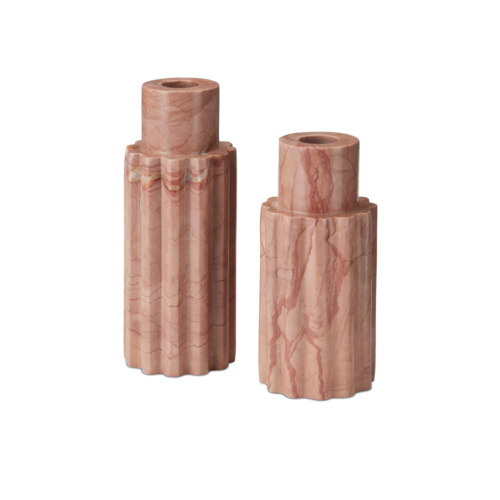 Currey and Company Lighting Penrose Pink Candle Holder Set of 2 by Currey & Company 1200-0953