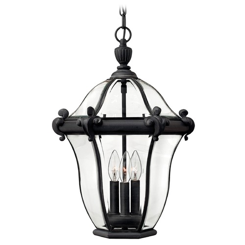 Hinkley Outdoor Hanging Light with Clear Glass in Museum Black by Hinkley Lighting 2442MB