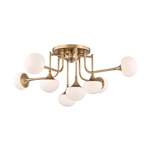 Hudson Valley Lighting Fleming Semi-Flush Mount in Aged Brass by Hudson Valley Lighting 4708-AGB